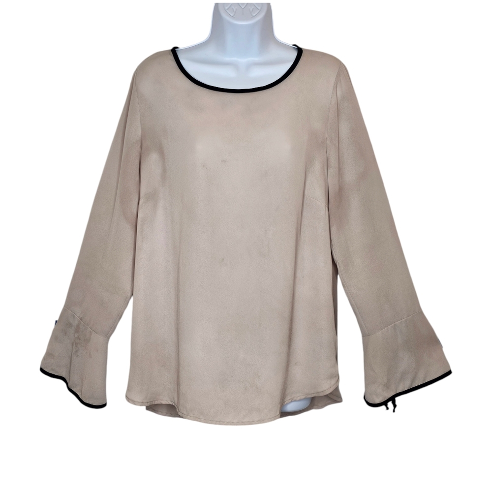 Pleione Tan Bell Cuff Top Blouse Size Medium